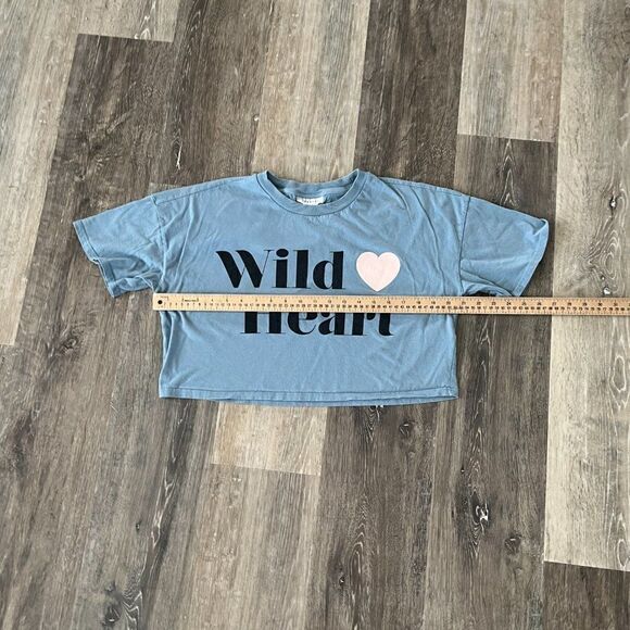 Topshop Wild Heart Cropped T-shirt Blue Size Small Short sleeve - Picture 4 of 10